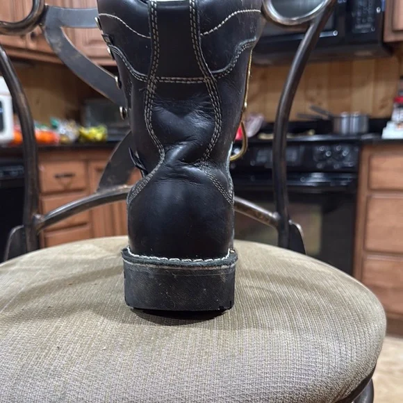 Danner Black Leather Boots with Tan Laces Quarry USA 8in steel toe Goretex 8EE - Picture 6 of 14